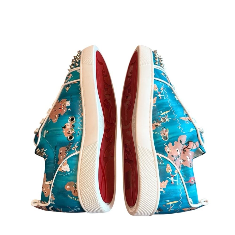 Christian Louboutin Louis Junior Spikes Sneakers Oddyssey Print EU 40 US Men's 7 - Picture 7 of 11